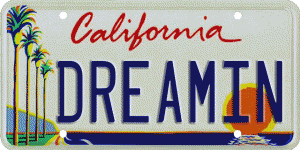 California Dreaming licence plate